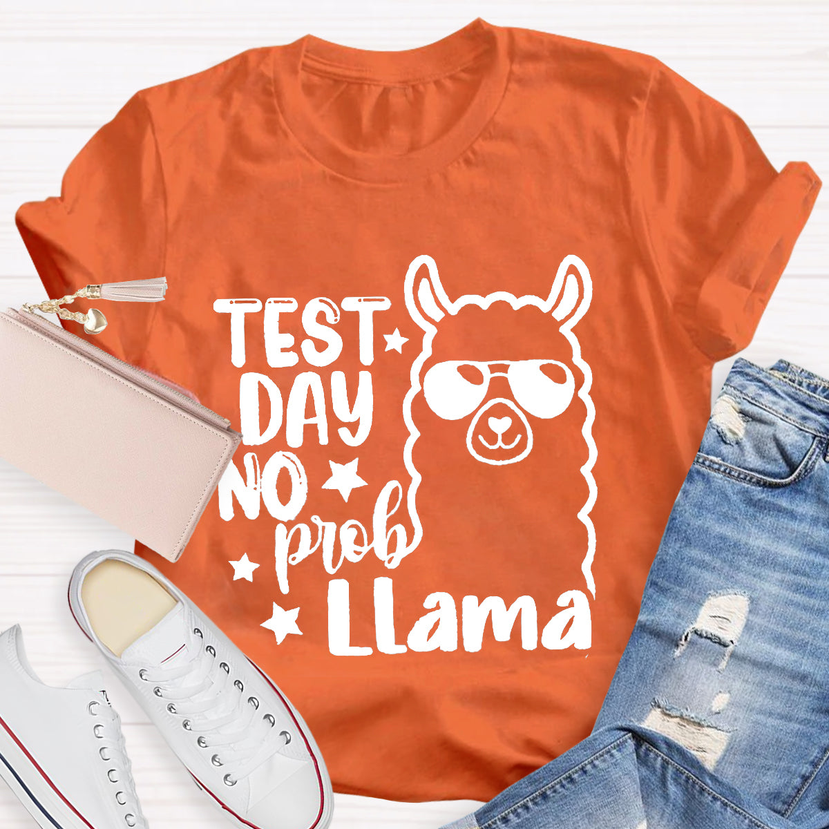 Test Day No Prob Llama Teacher T-Shirt