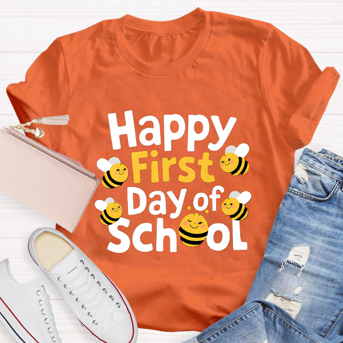 Happy First Day Of School Funny Bee Teacher T-Shirt
