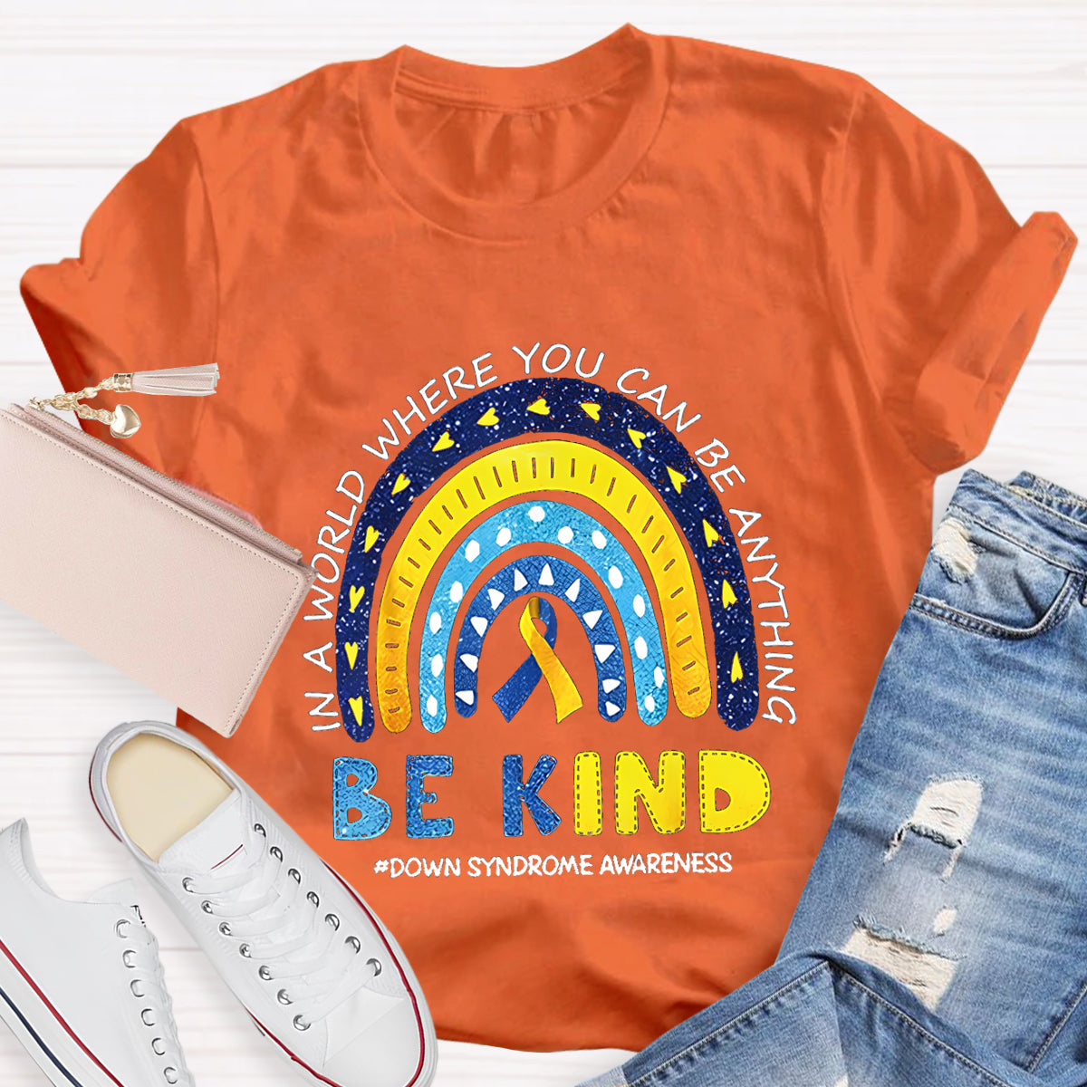 Be Kind Down Syndrome Awareness Heart T-Shirt