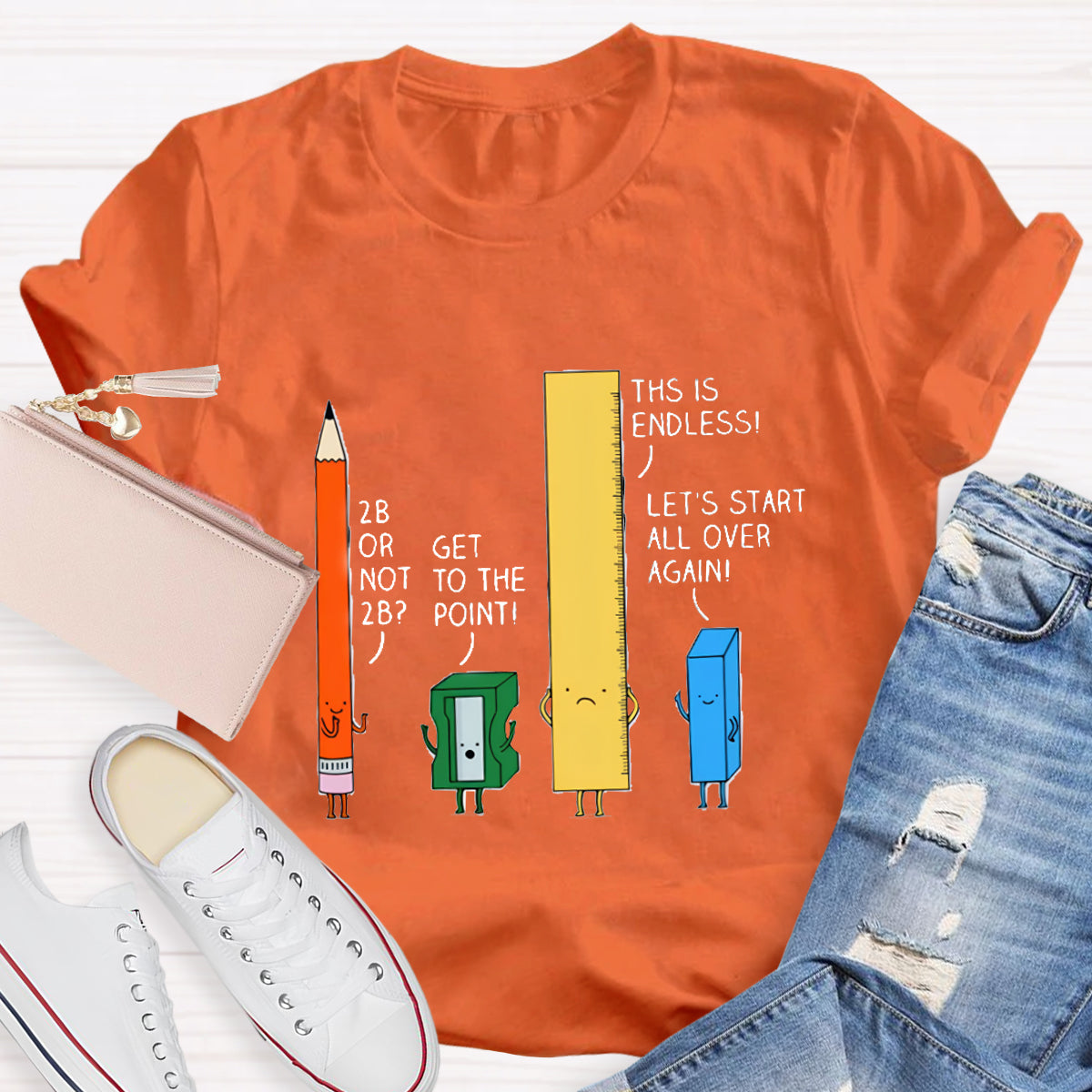 Cute Confused Pencil Pun Teacher T-Shirt