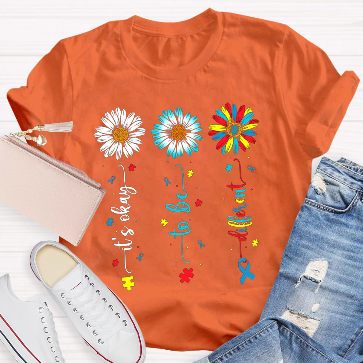 It's OK To Be Different Flower Teacher T-Shirt