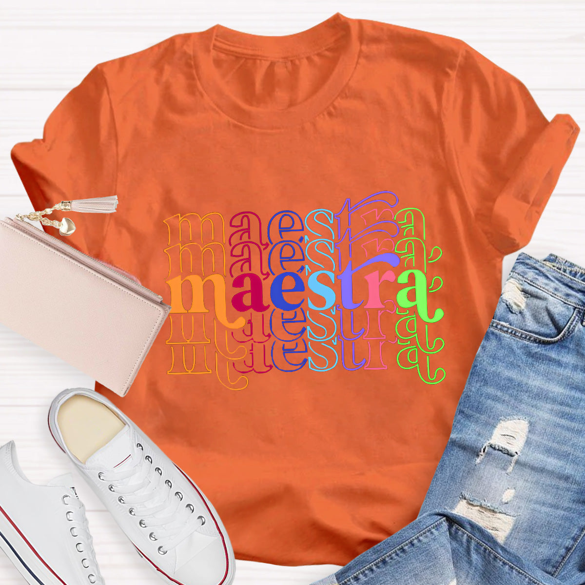 Maestra Colorful Letters Teacher T-Shirt