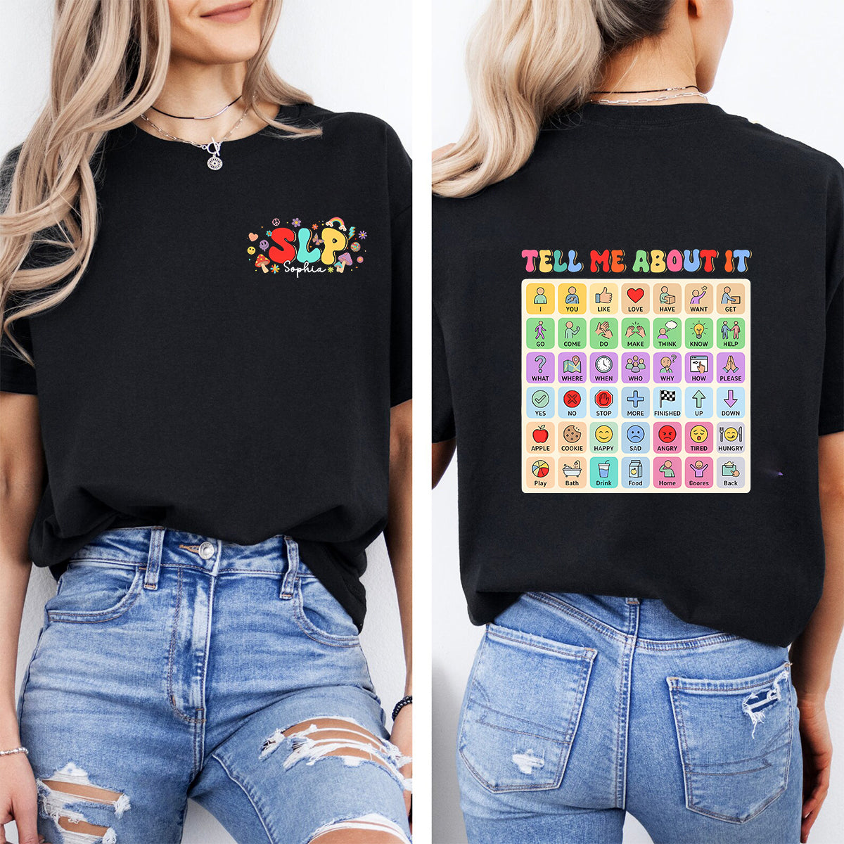 Personalized Name   Slp Teal Me About It  Double Printed T-shirt