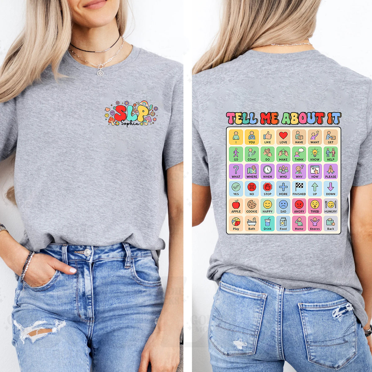 Personalized Name   Slp Teal Me About It  Double Printed T-shirt