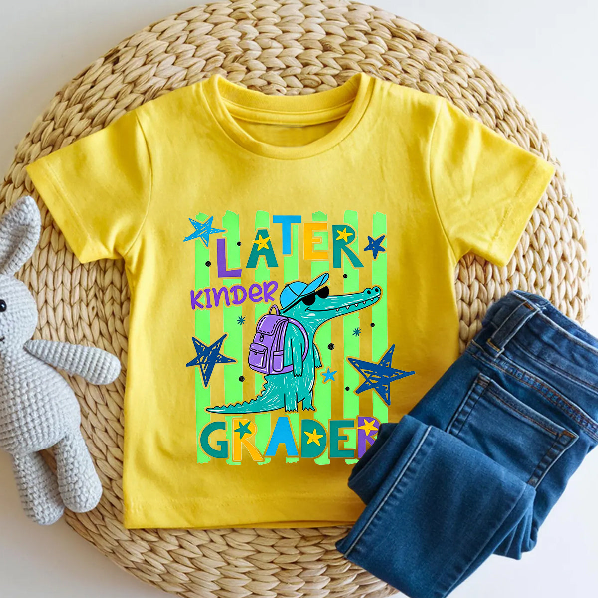 Personalized Grade Later Kinder Grader Cool Crocodile Toddler T-shirts