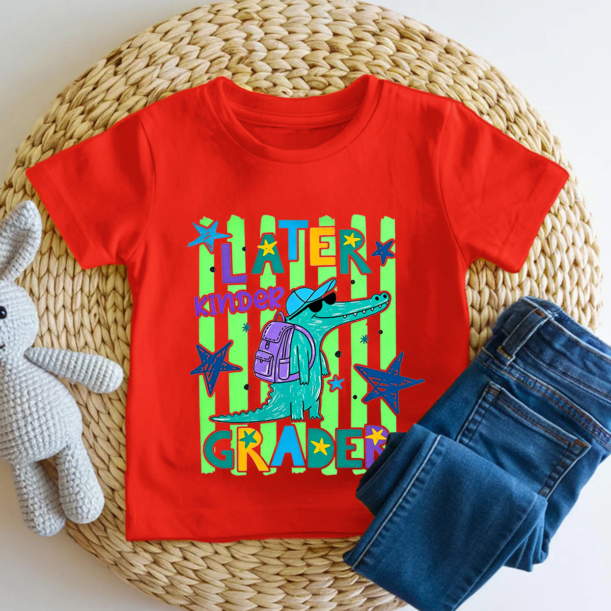 Personalized Grade Later Kinder Grader Cool Crocodile Toddler T-shirts