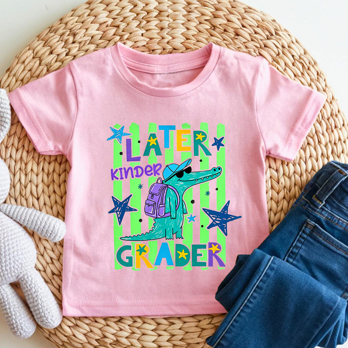 Personalized Grade Later Kinder Grader Cool Crocodile Toddler T-shirts