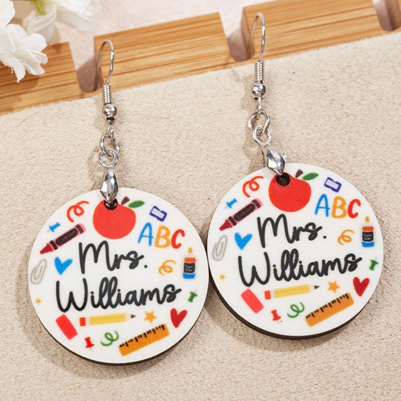 Crayon Ruler Pencil Wooden Earrings