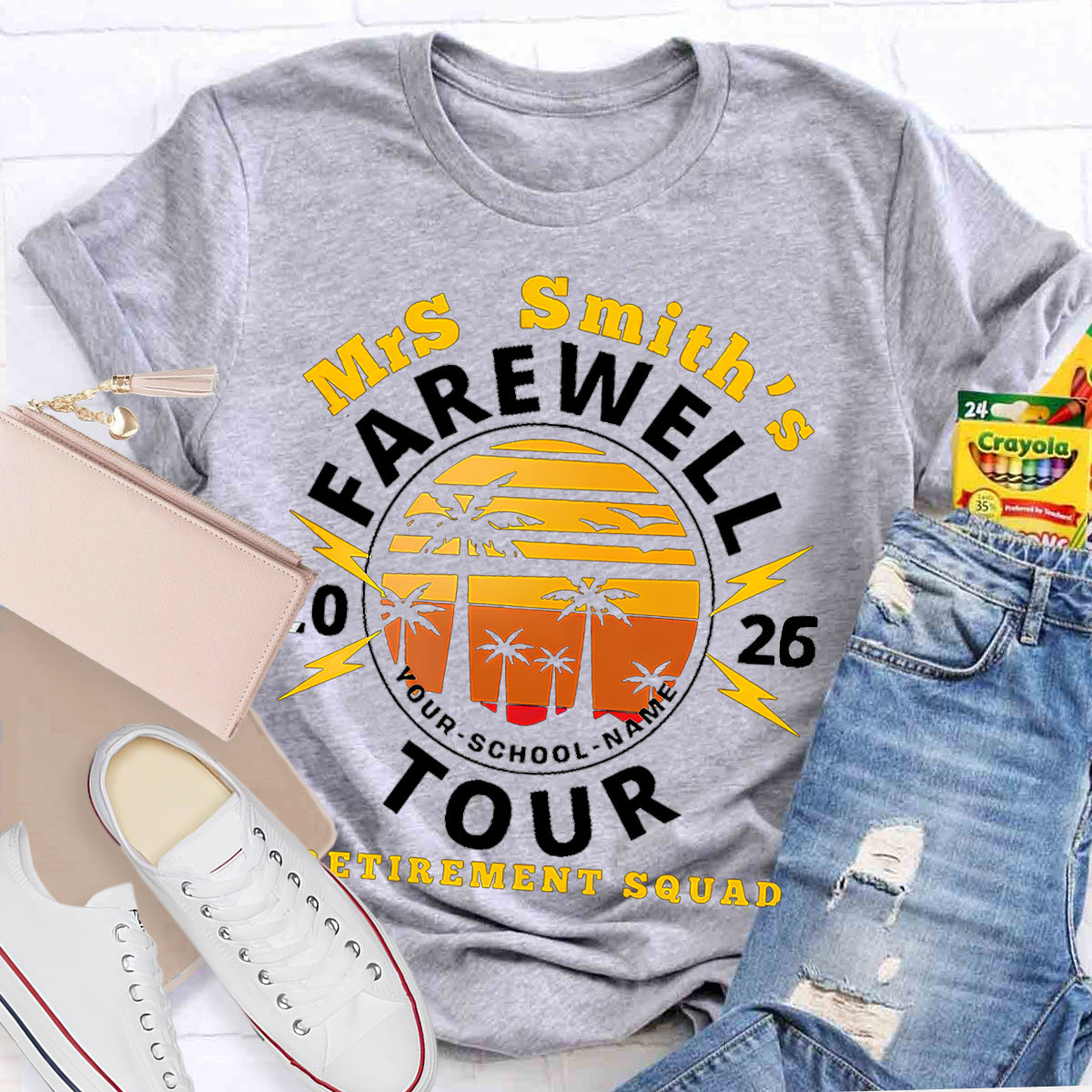 Personalized Teacher's Name And School Name Farewell Tour Retirement Squad T-Shirt