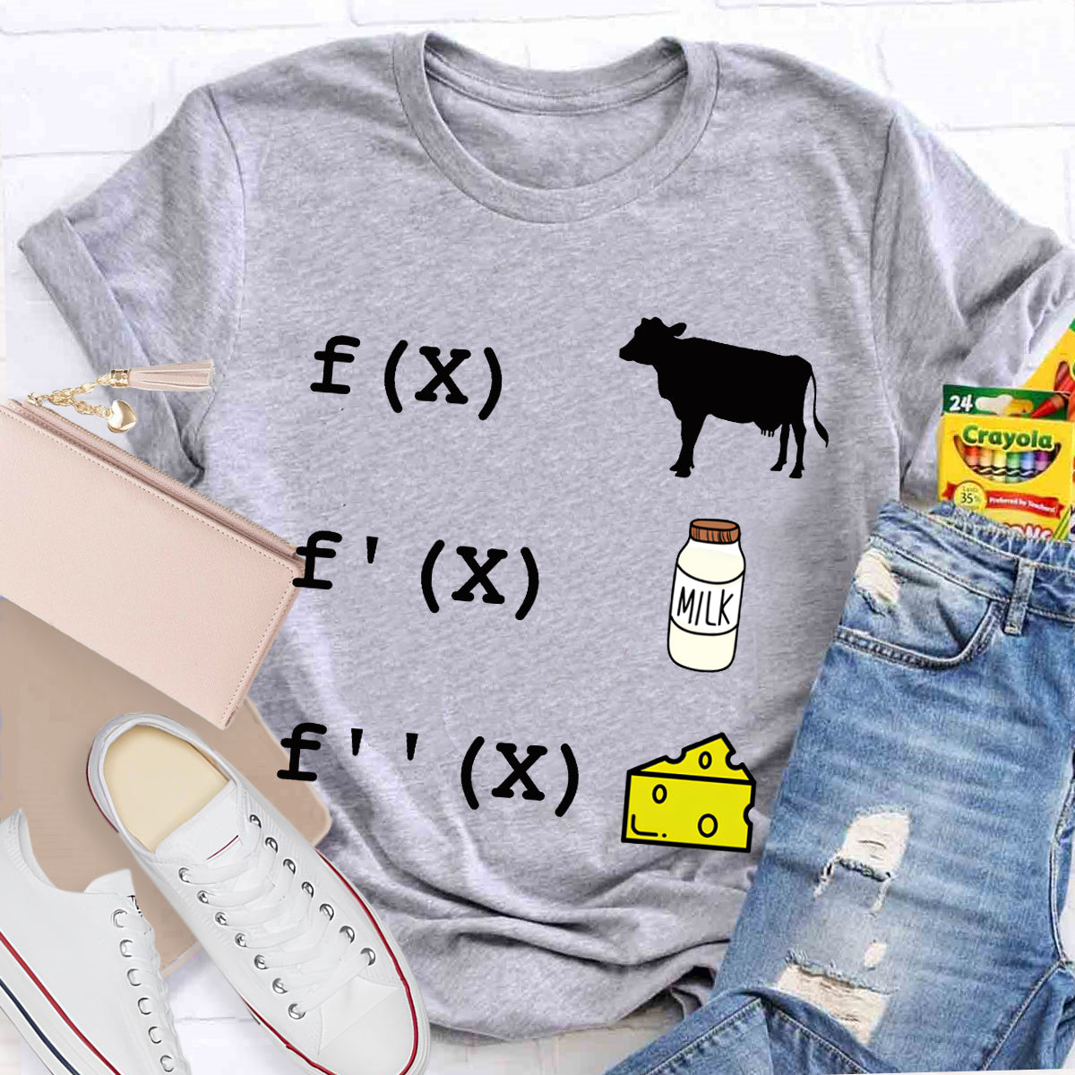 Cow Milk Cheese Formula Funny Math Teacher T-shirt