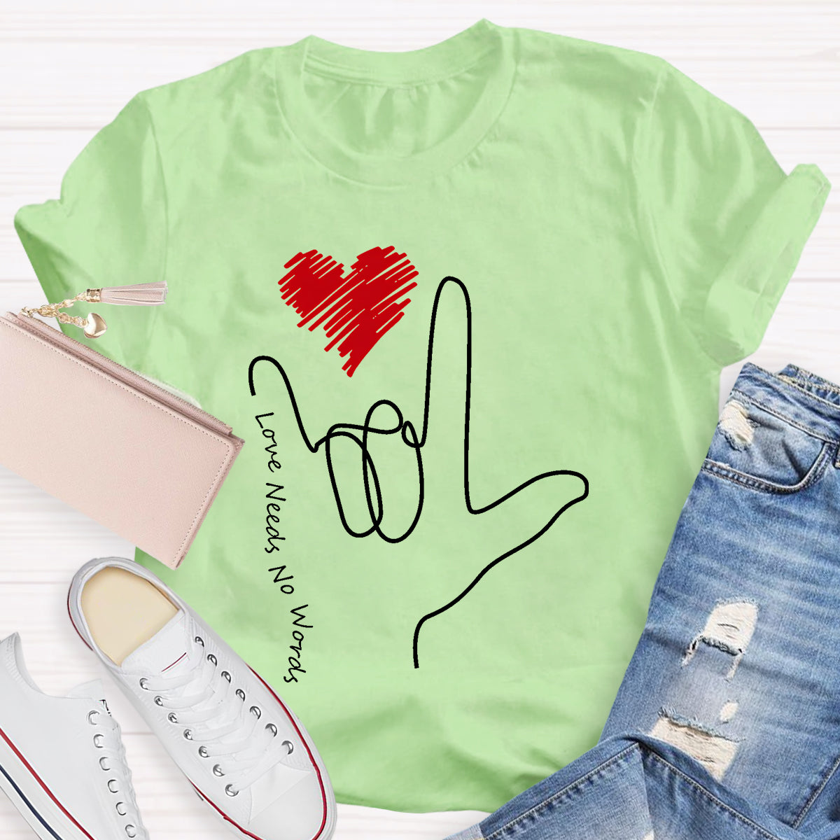 Love Need No Words Sign Language Love T-Shirt