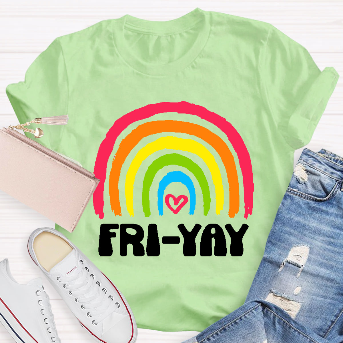 Friyay Rainbow Teacher T-Shirt