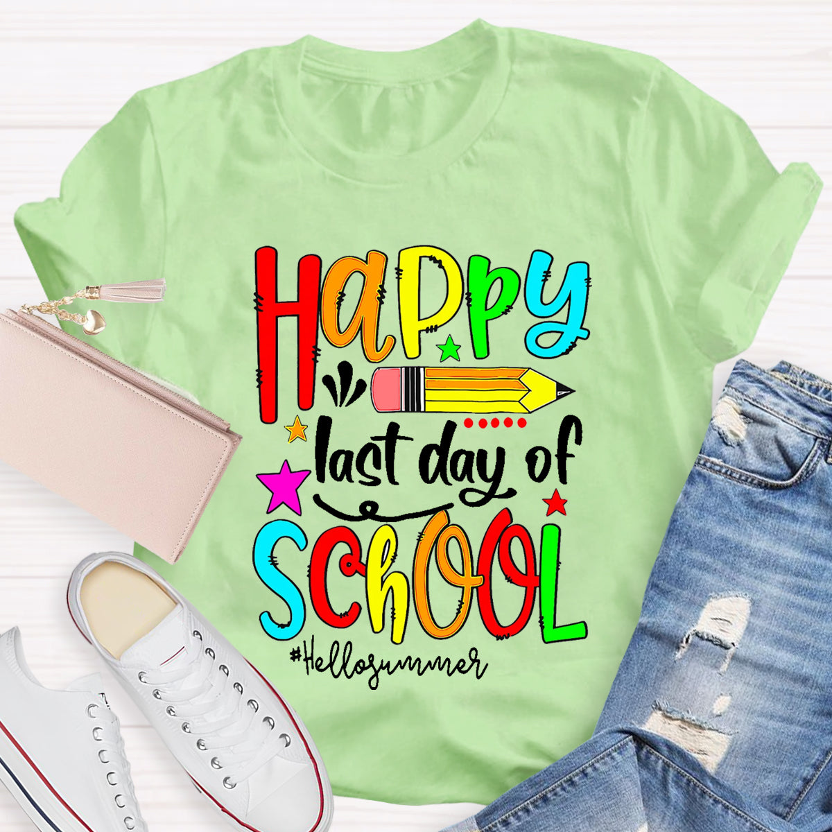 Happy Last Day Of School Hello Summer Teacher T-Shirt