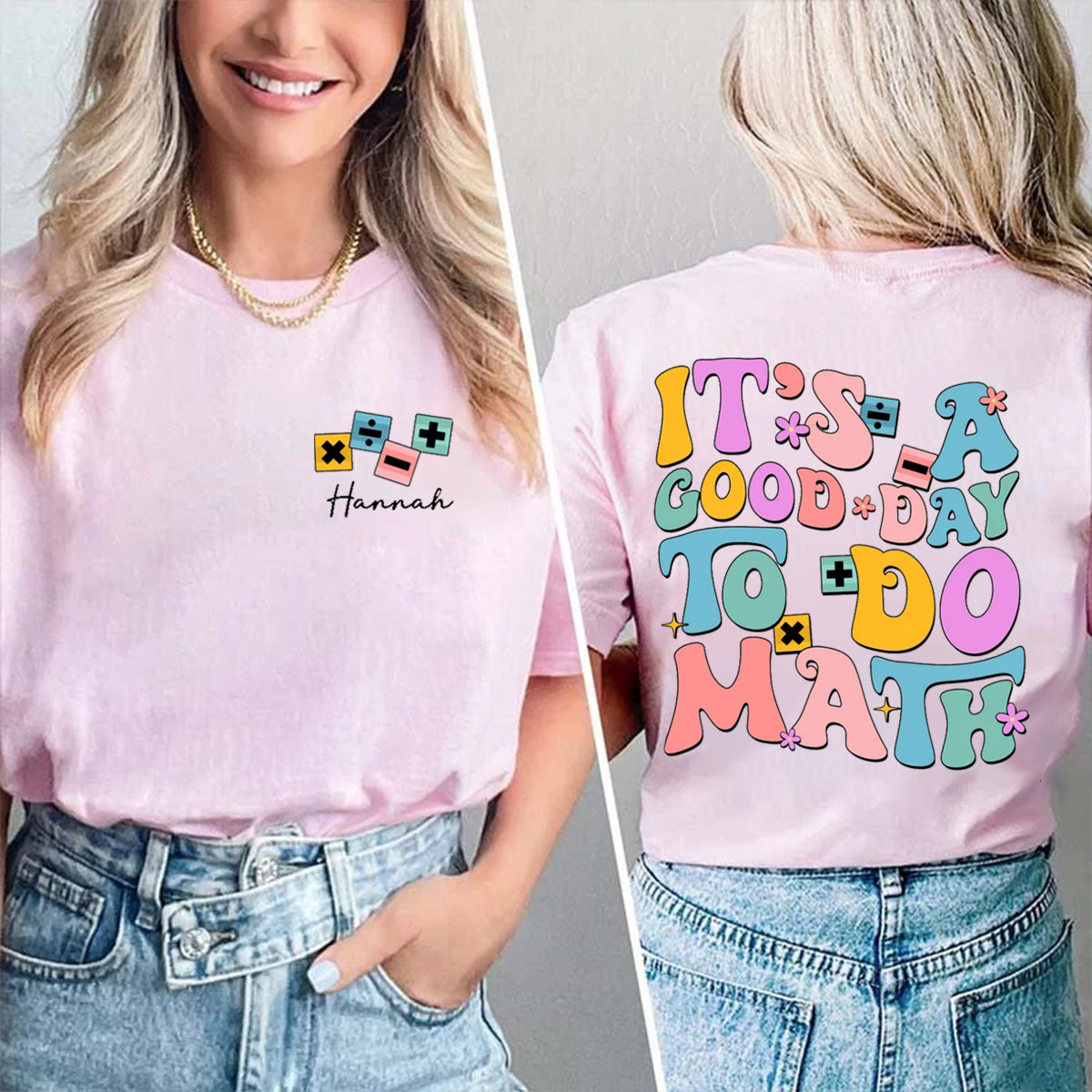 Personalized Name It's A Good Day To Do Math Double Printed T-shirt