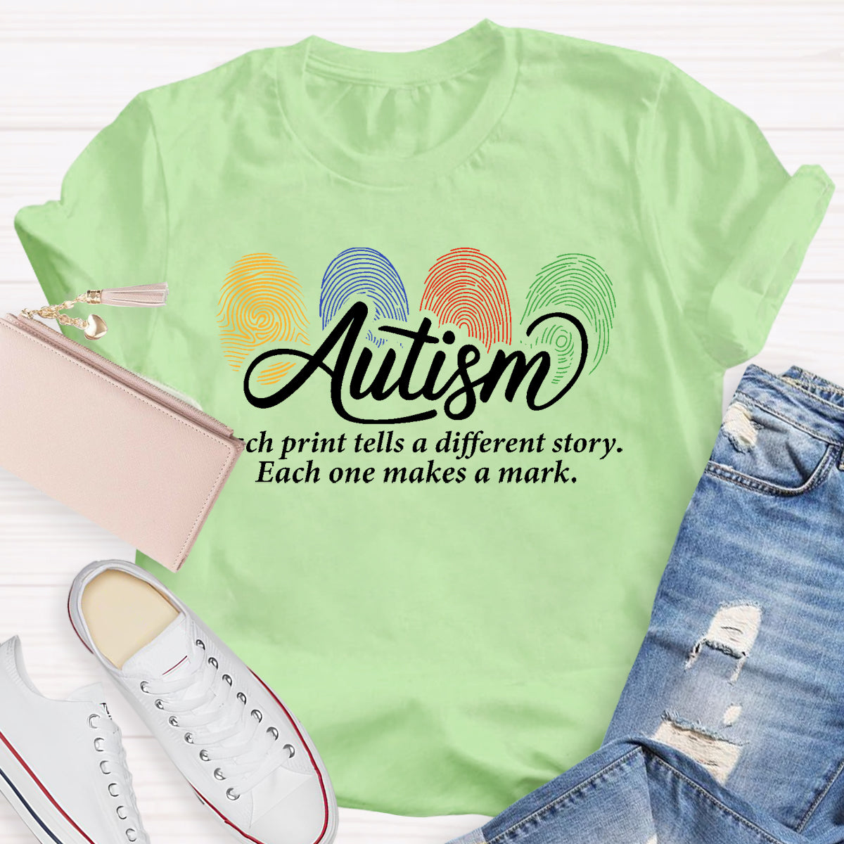 Autism Each One Makes A Mark Teacher T-Shirt
