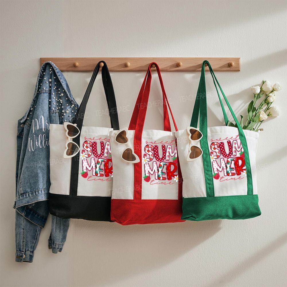 Sweet Summer Time   Color-blocked Canvas Bag
