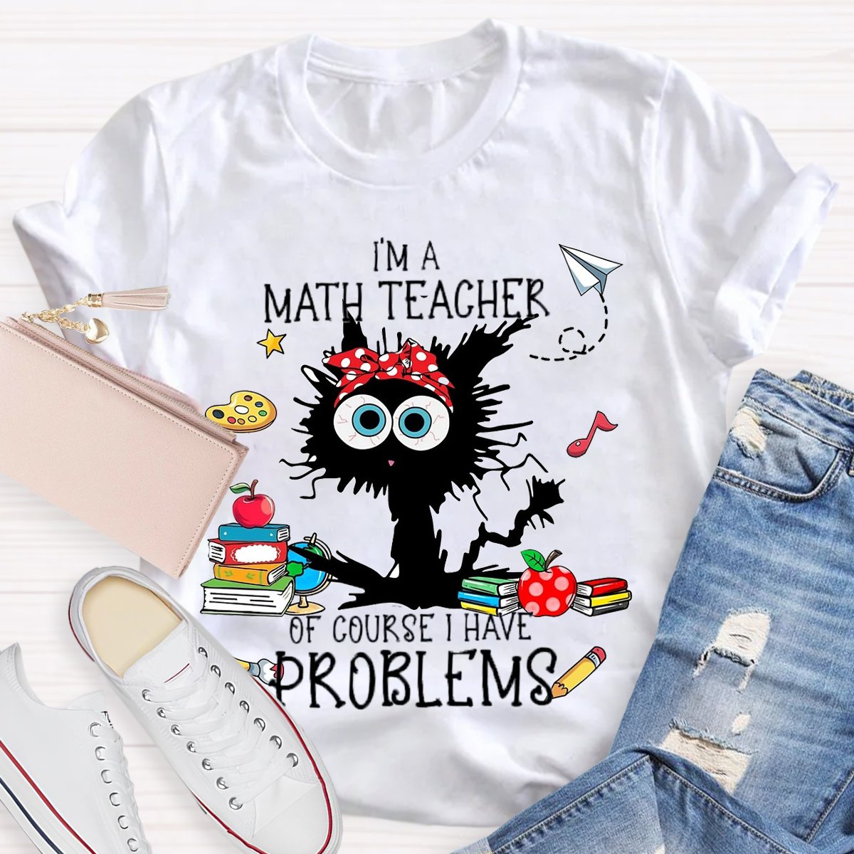 I'm A Math Teacher Exploding Cat Teacher T-Shirt