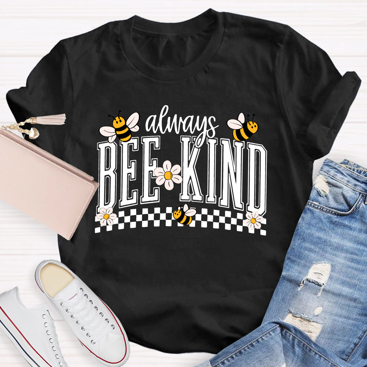 Always Bee Kind Bees And Small Flowers Teacher T-shirt