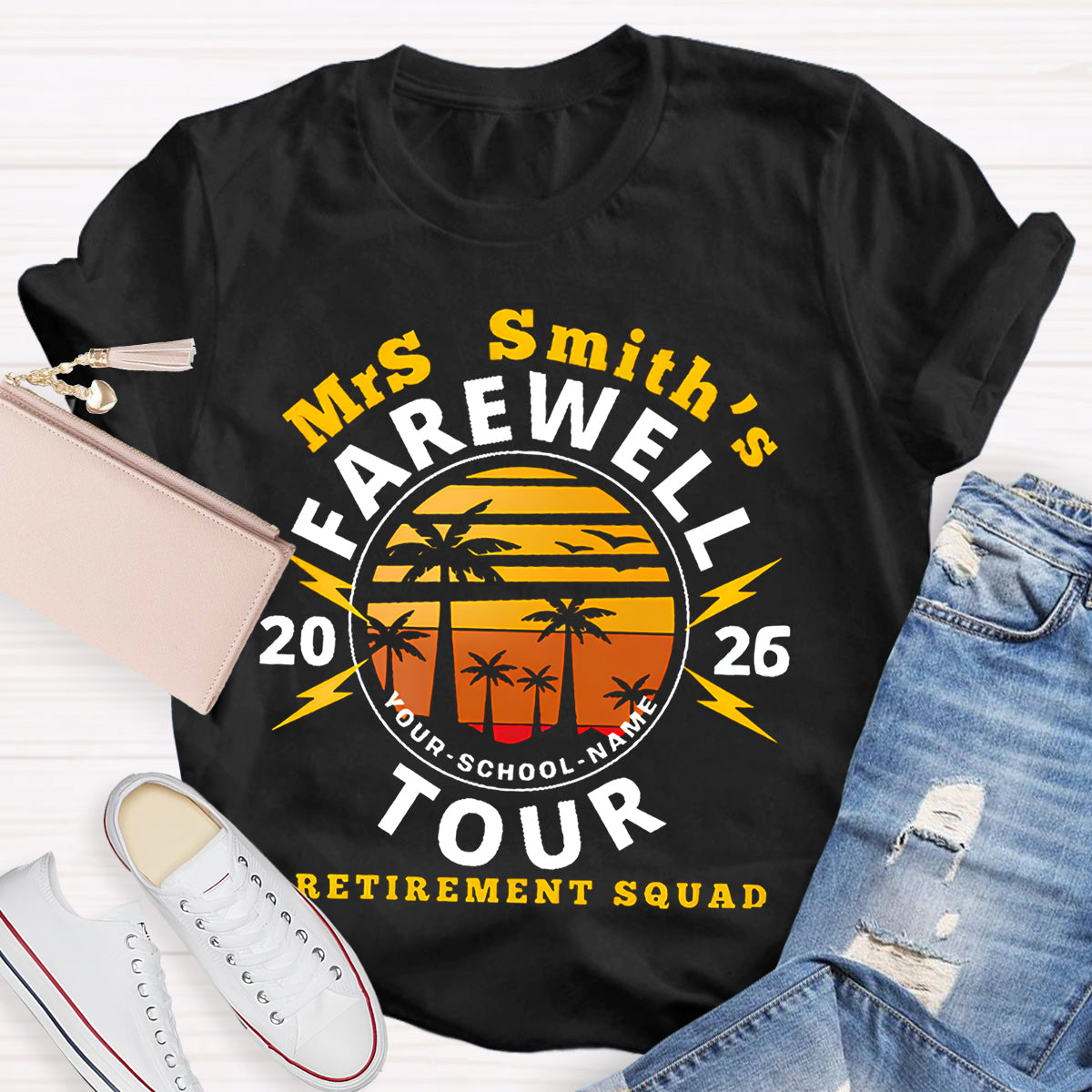 Personalized Teacher's Name And School Name Farewell Tour Retirement Squad T-Shirt