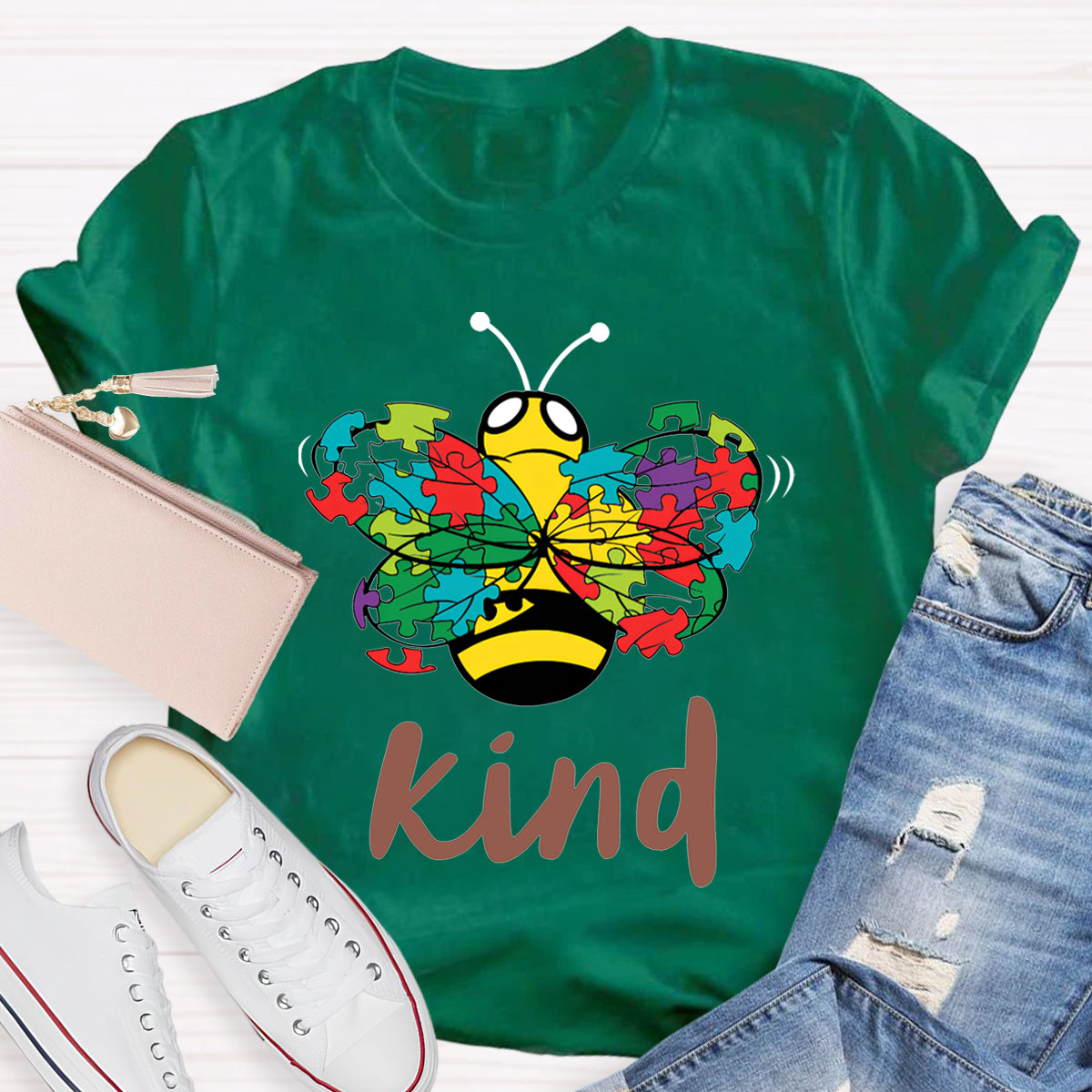 Kind Colorful Butterfly Print Special Education T-shirt