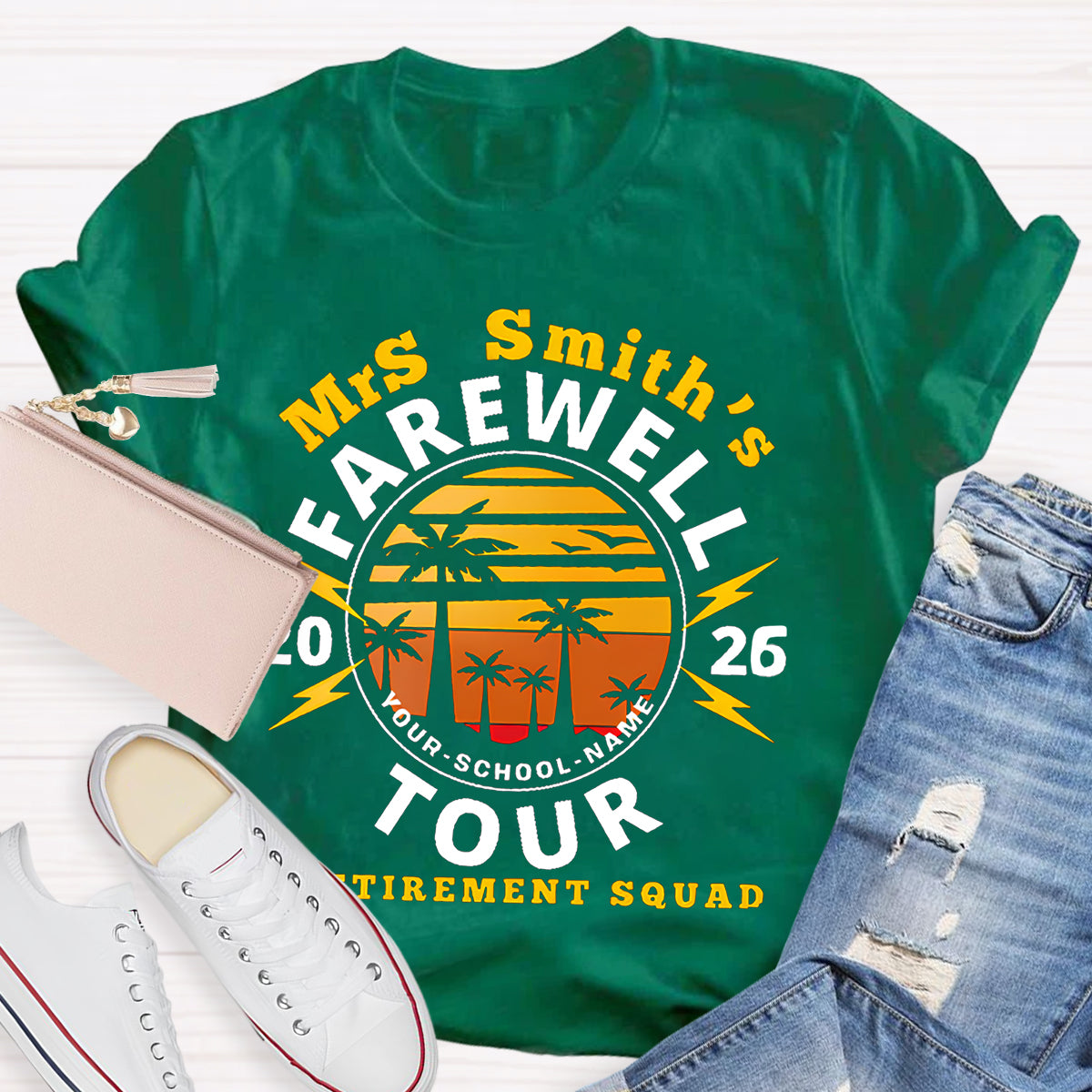 Personalized Teacher's Name And School Name Farewell Tour Retirement Squad T-Shirt