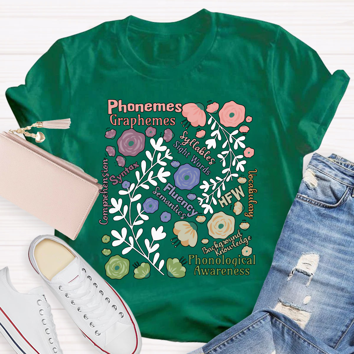Phonemes Graphemes Syntax Fluency Awareness English Teacher T-shirt