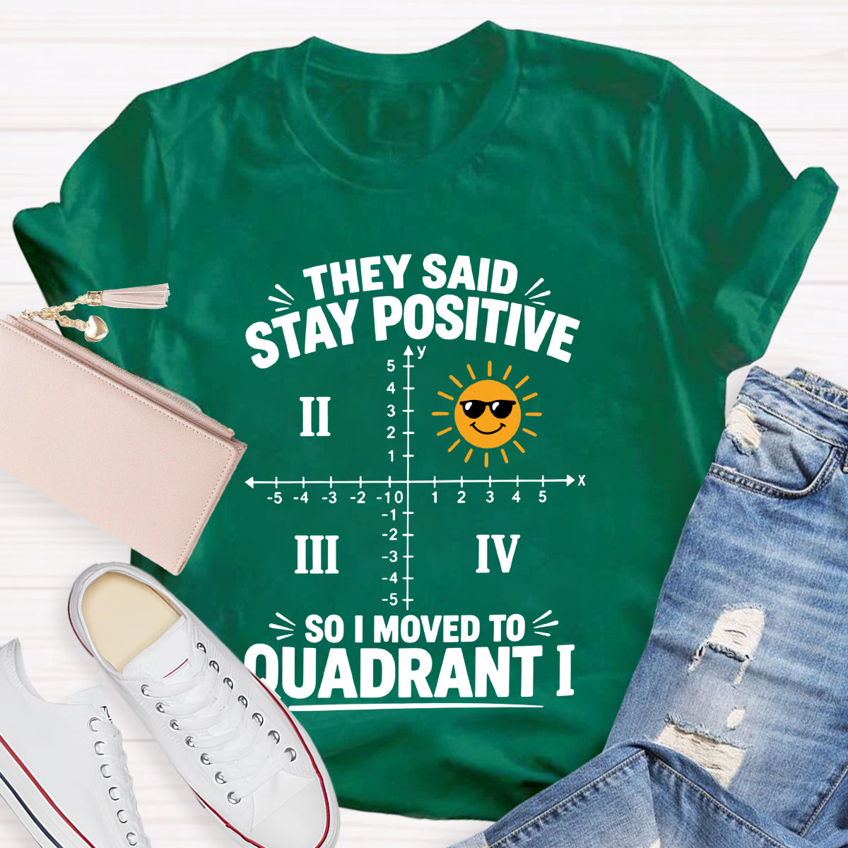 They Said Stay Positive So I Moved To Quadrant Math Teacher T-shirt