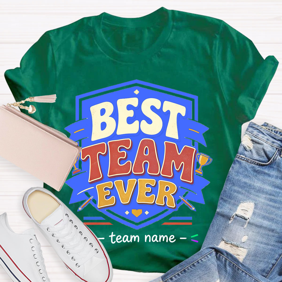 Personalized Team Name Best Team Ever Championship Trophy Teacher T-Shirt