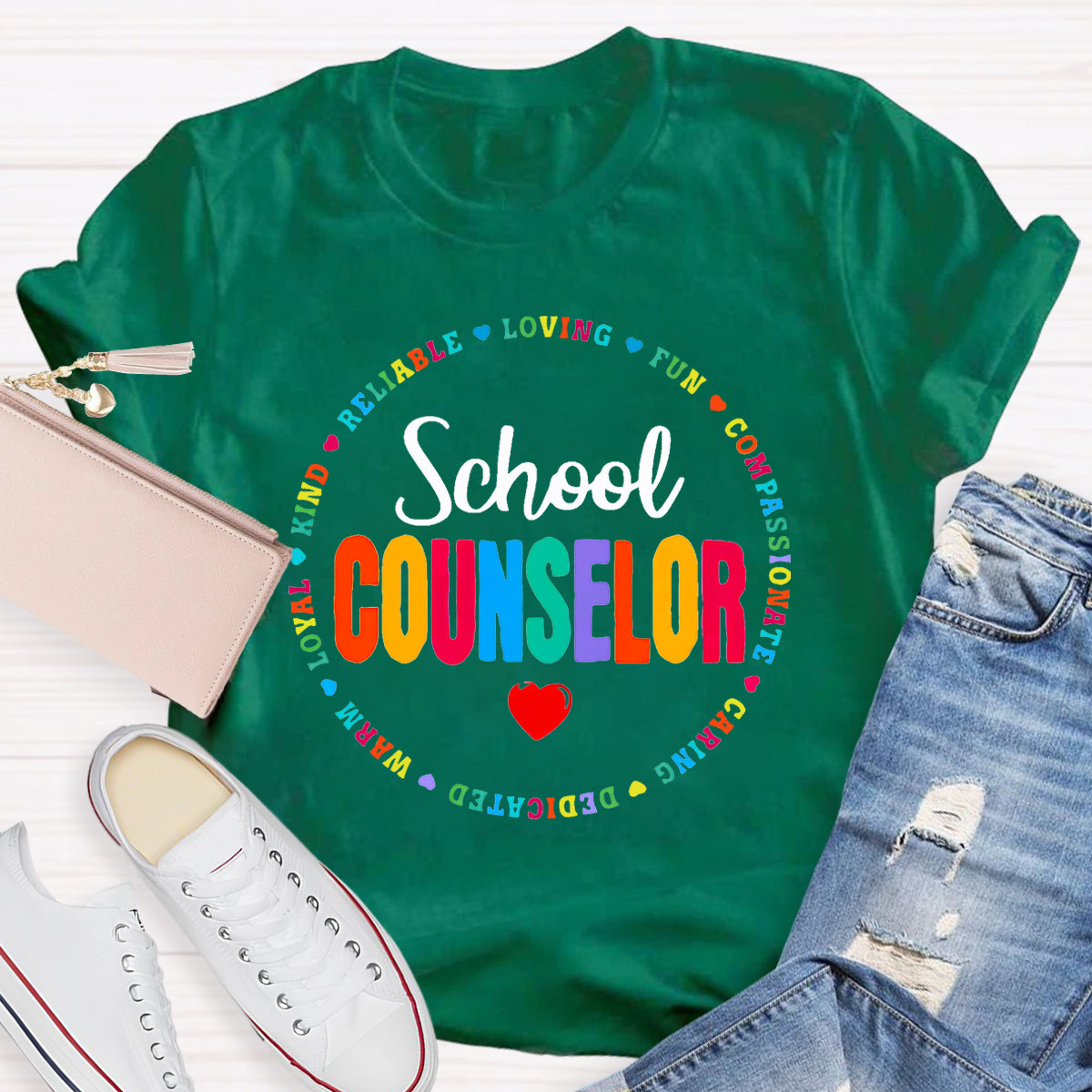 School Counselor Reliable Loving Fun Compassionate Caring Dedicated T-shirt