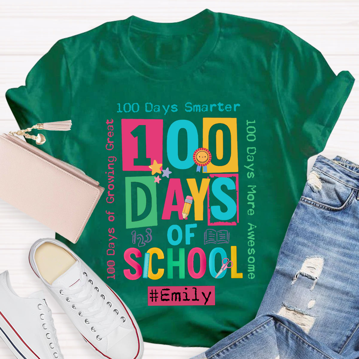 Personalized Name 100 Days Of School Smarter T-shirt