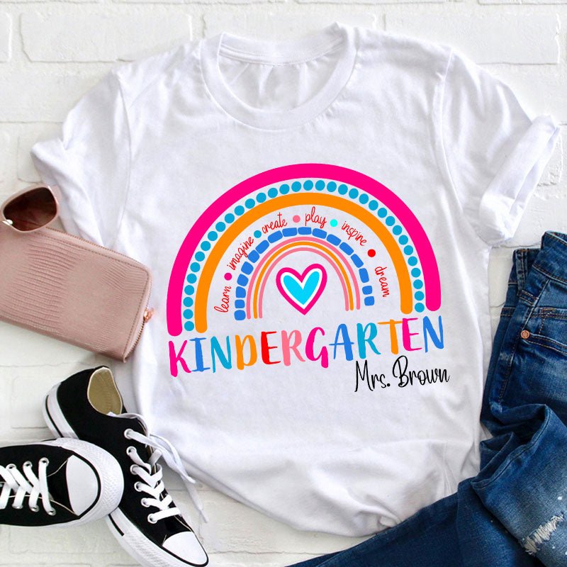 Personalized Grade And Name Learn Imagine Create Inspire Teacher T-Shirt