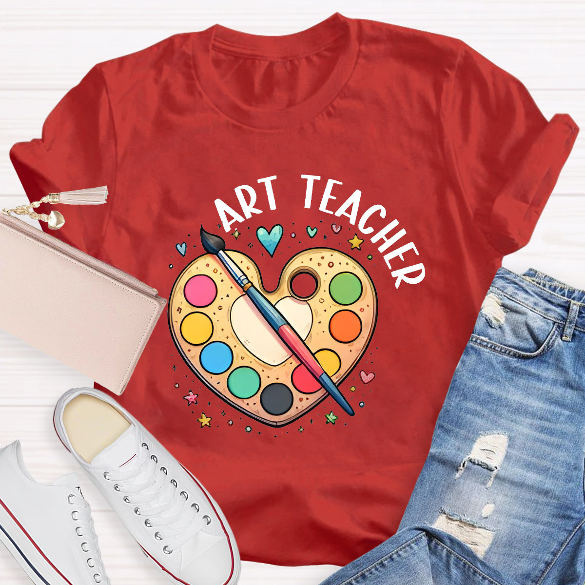 Art Teacher Heart Teacher T-Shirt
