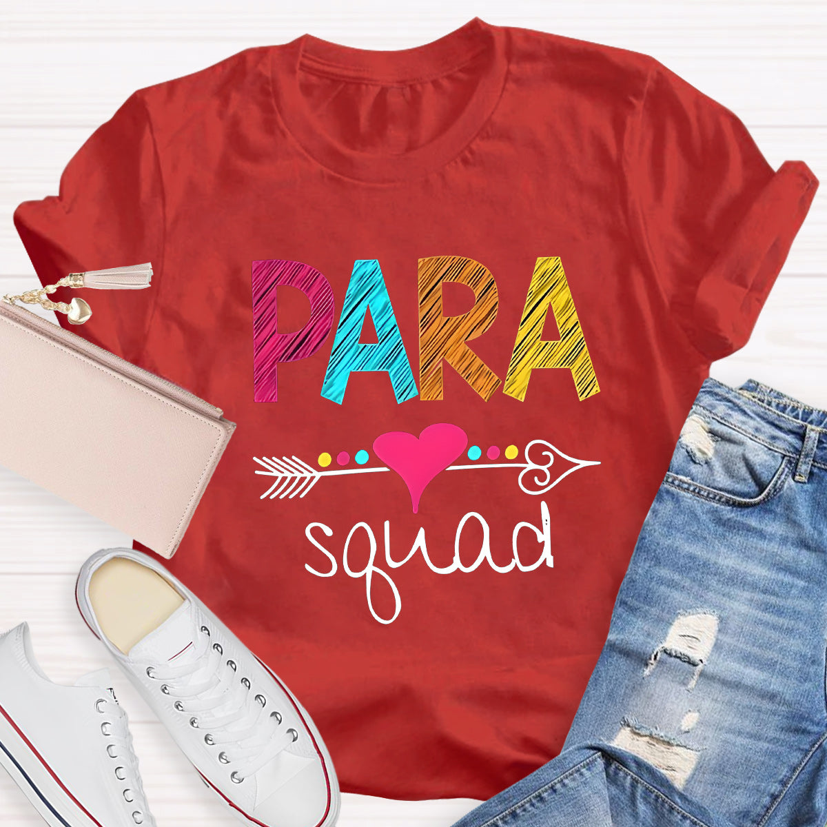 Para Squad Pink Heart Teacher T-Shirt
