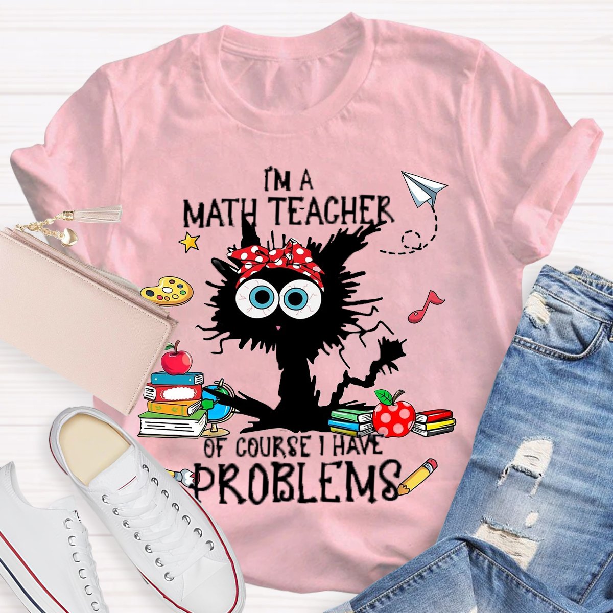 I'm A Math Teacher Exploding Cat Teacher T-Shirt