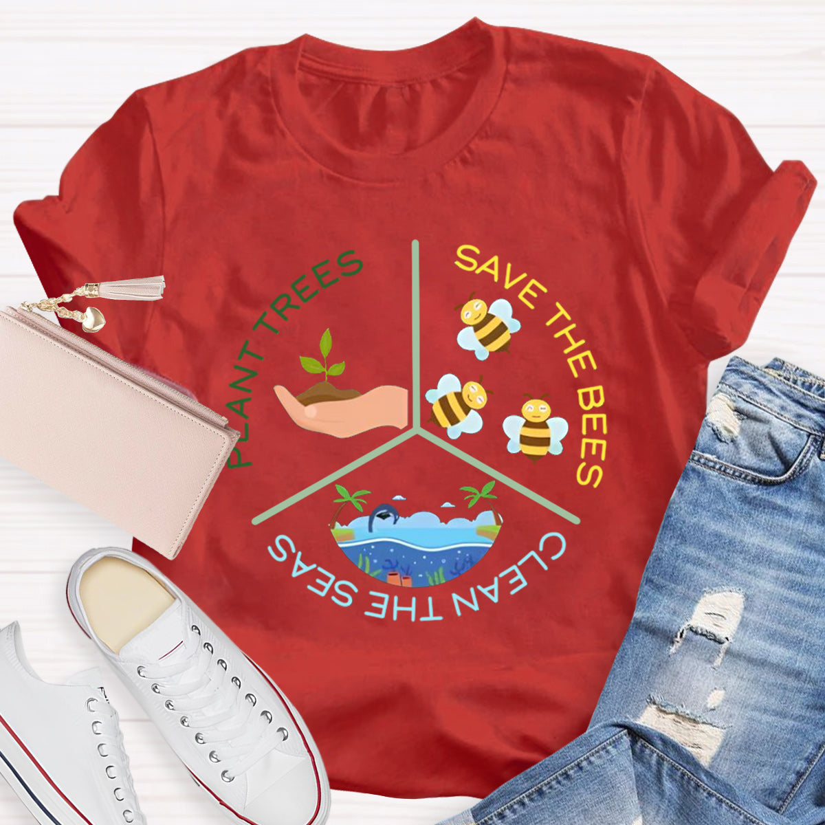 Save The Bees Plant Trees Teacher T-Shirt