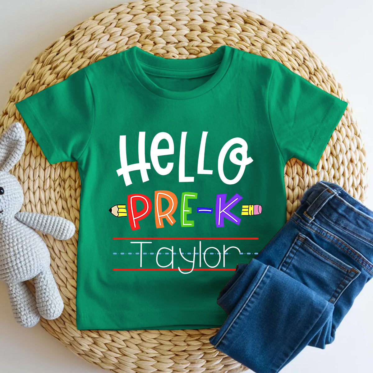 Personalized Name And Grade Hello Pre-K And Learn Pre-K Toddler T-shirts