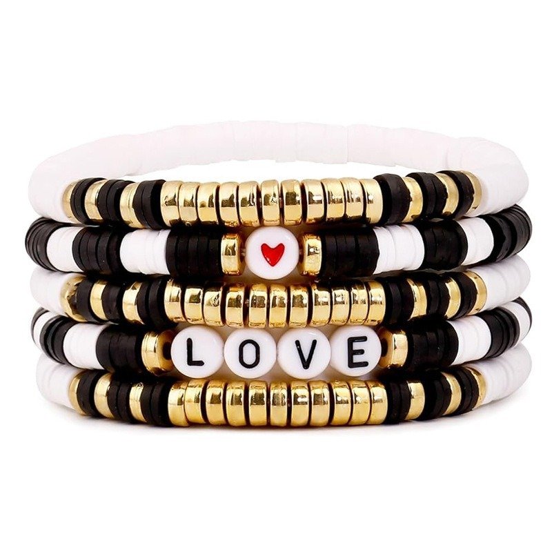 Polymer Colored Sliced Elastic Cord Letter Bracelet