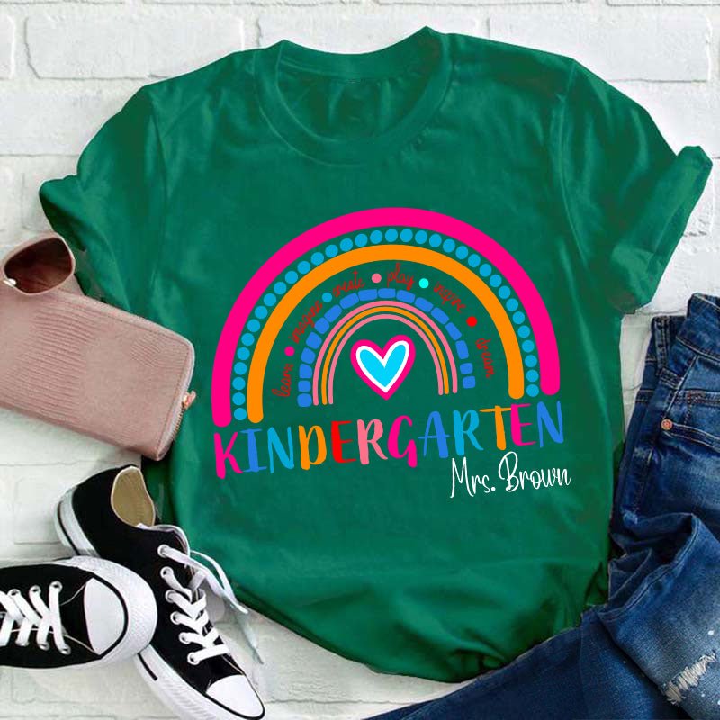 Personalized Grade And Name Learn Imagine Create Inspire Teacher T-Shirt