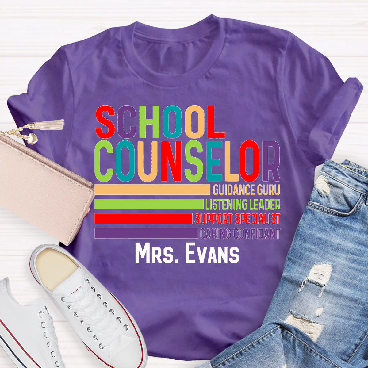 Personalized Name School Counselor Guidance Gure Listening Leader Support Specialist T-shirt