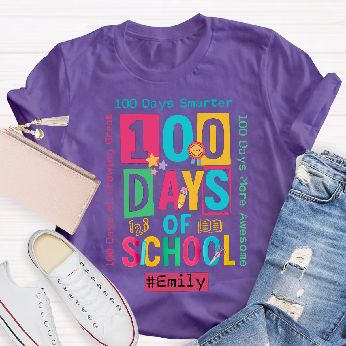 Personalized Name 100 Days Of School Smarter T-shirt
