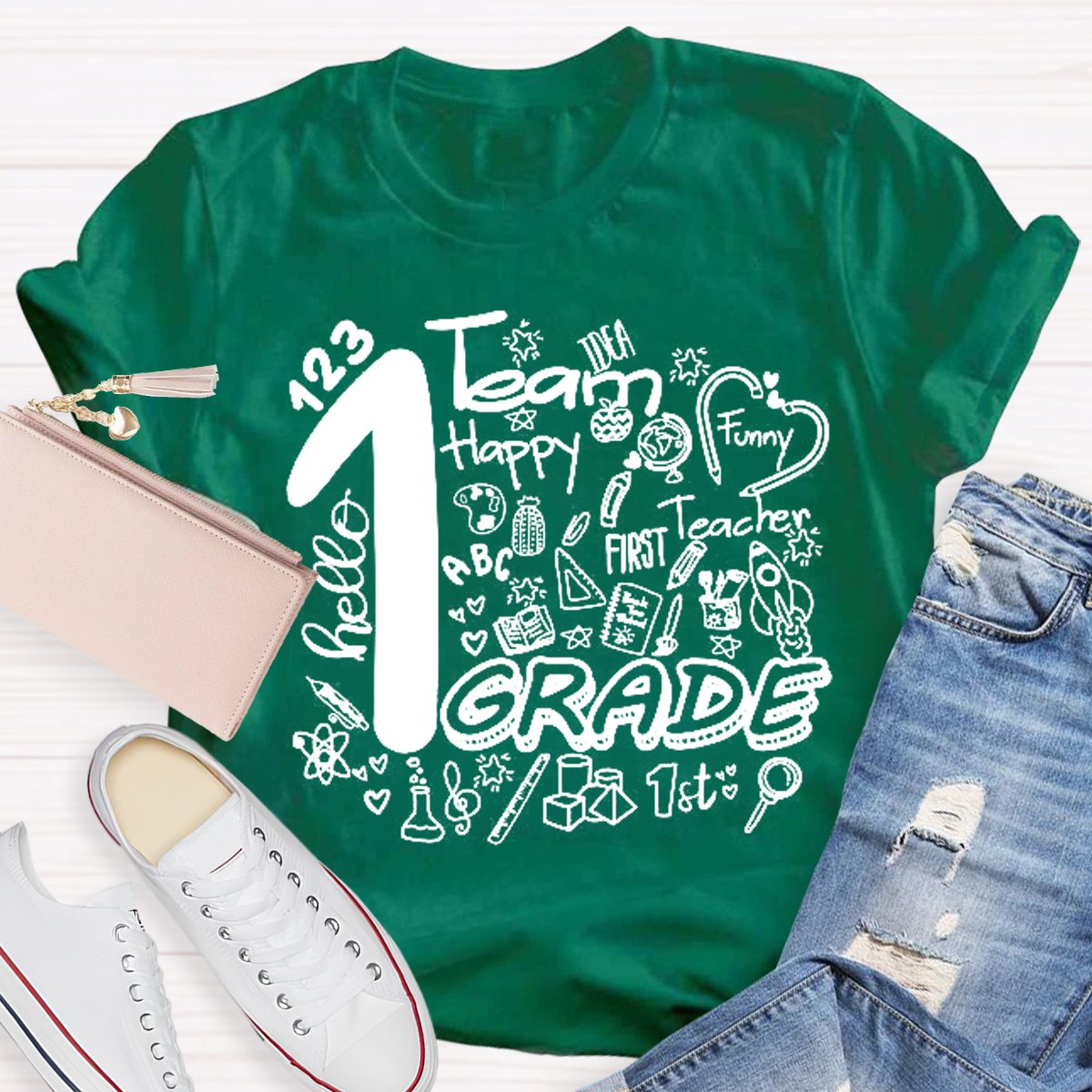 Personalized Grade Hello Team First Grade T-shirt
