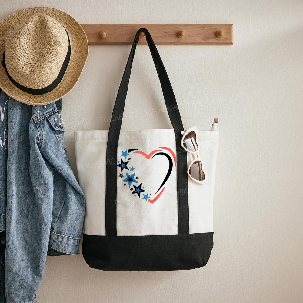 Love Star  Color-blocked Canvas Bag