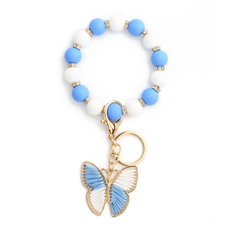 Butterfly Bracelet Keychain Colorful Beaded Pendant Bracelet
