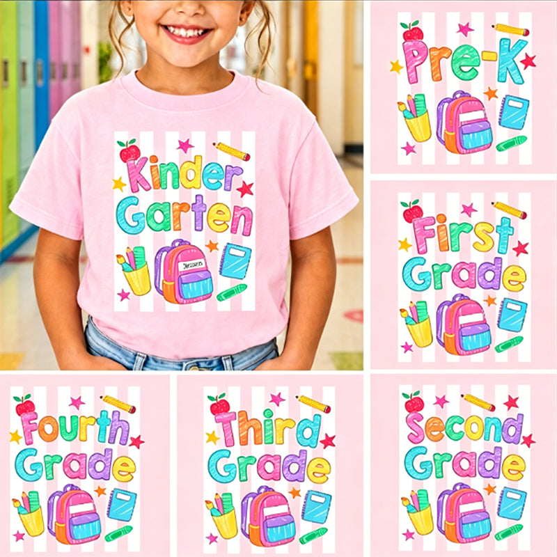 Personalized Grade Crayon And Backpack Kindergarten Toddler T-shirts