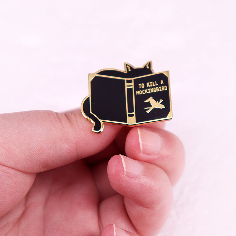 Black To Kill Mockingbird Book Brooch