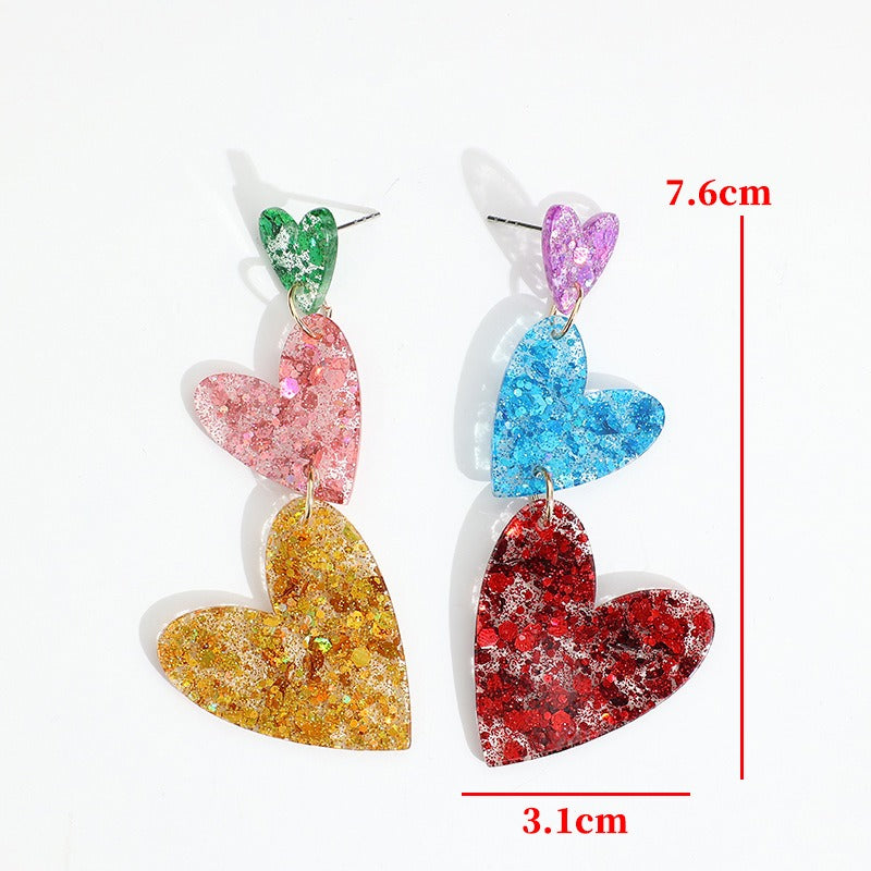 Valentine’s Day Gradient Sequin Heart Earrings