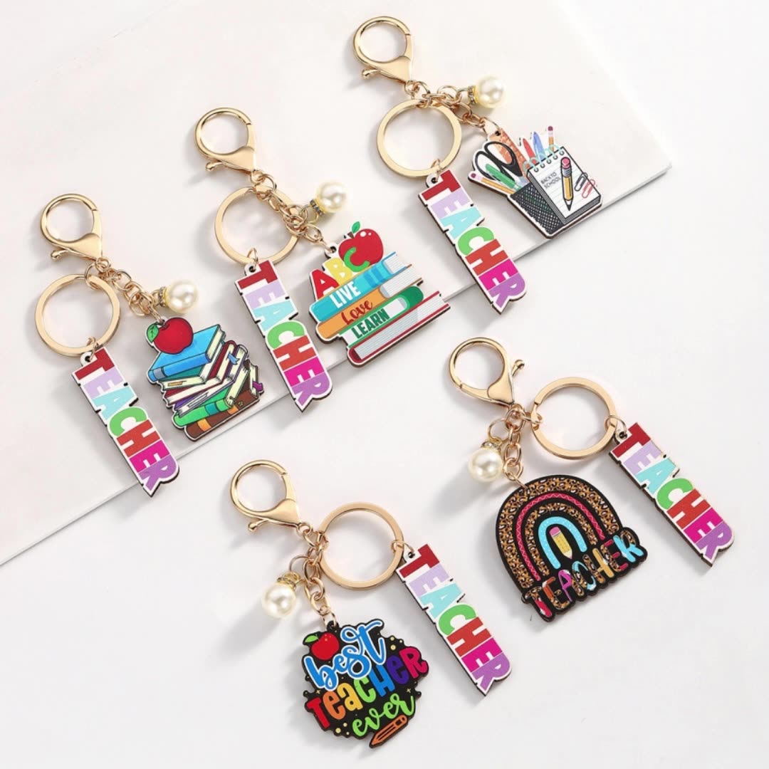 Graduation Season Best Teacher Wooden Book Keychain