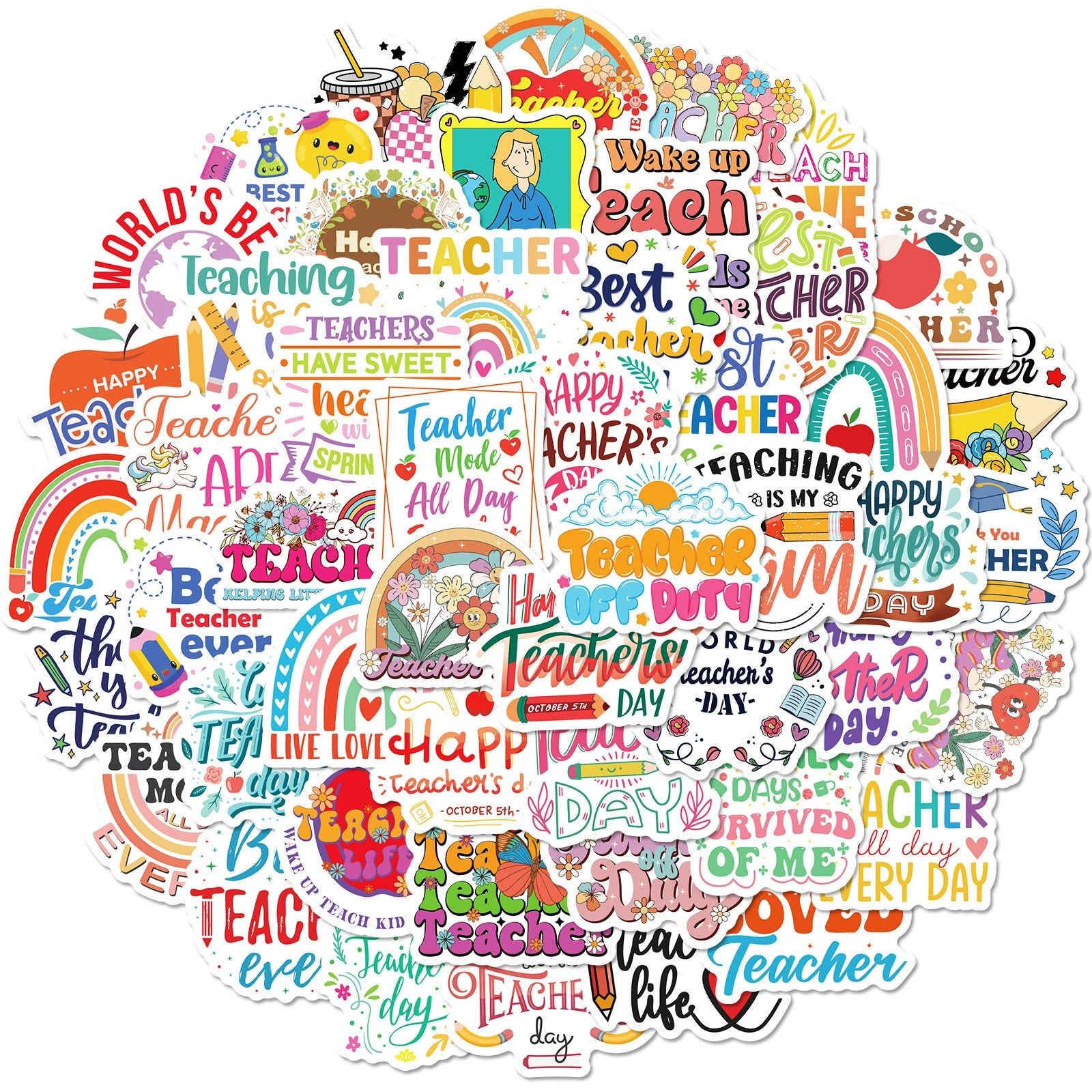 50 Teacher Decoration Waterproof Stickers