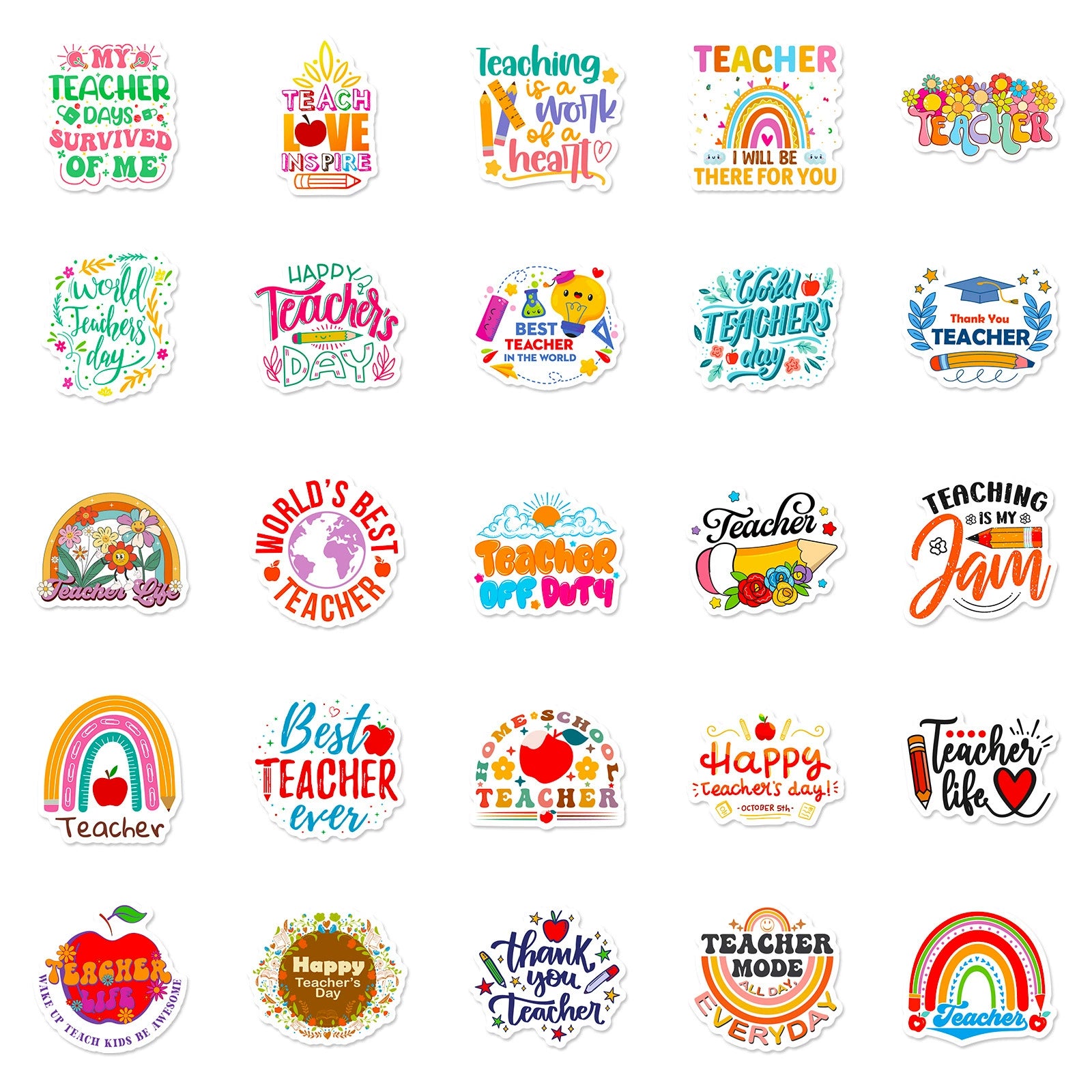 50 Teacher Decoration Waterproof Stickers