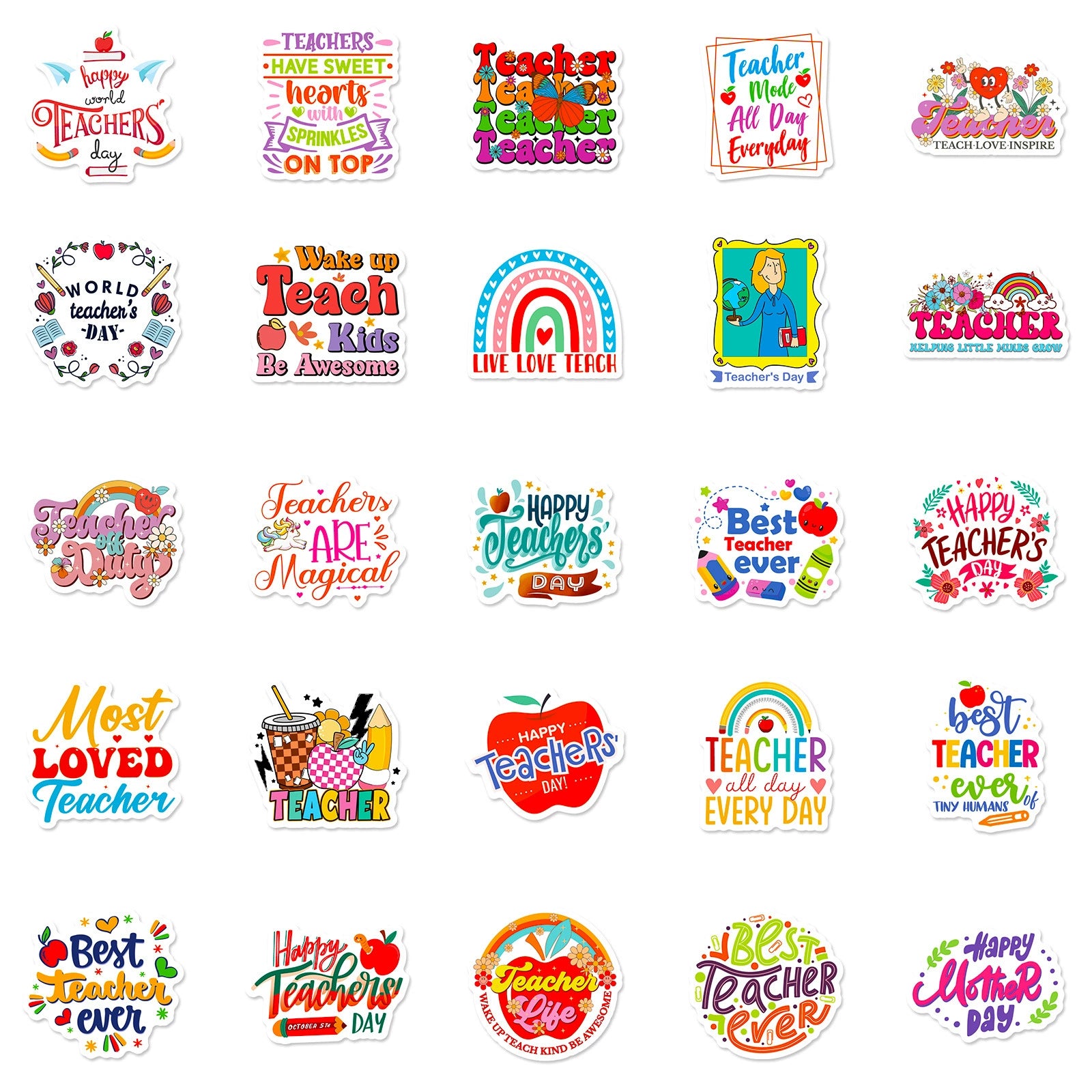 50 Teacher Decoration Waterproof Stickers